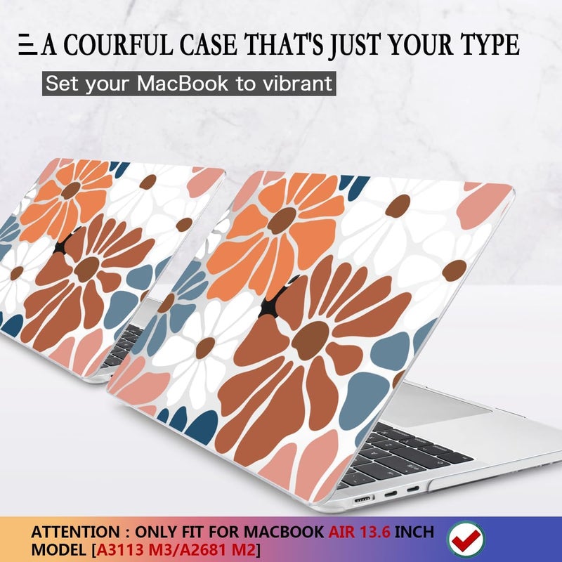 CISSOOK Compatible with MacBook Air 13.6 inch Case M4 M3 M2, Plastic Hard Shell Case Keyboard Cover Screen Protector for MacBook Air 13 2025 2024 2023 2022 Model A3240 A3113 A2681, Vintage Flowers - Image 2